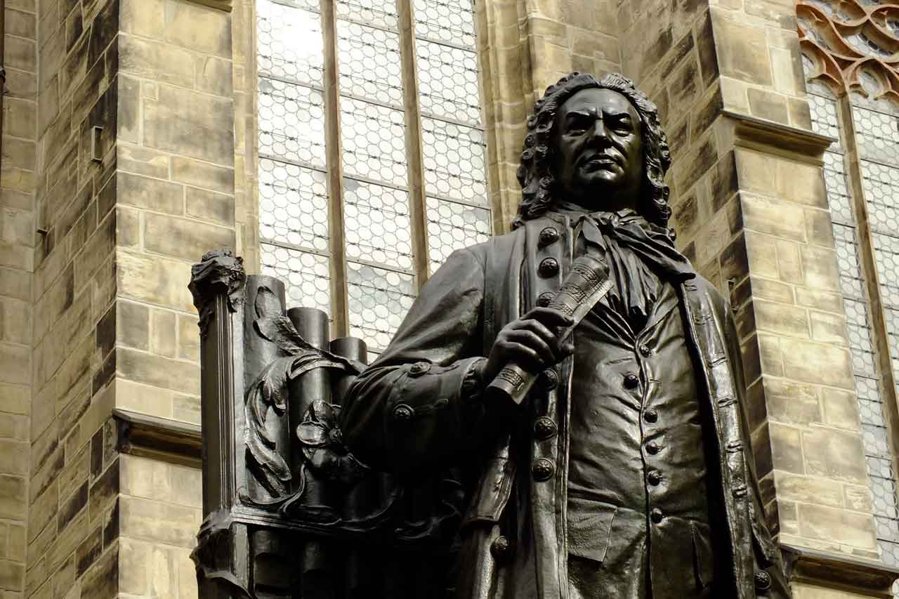 Bach monument in front of St. Thomas Church in Leipzig