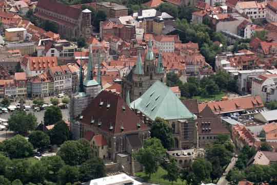 Erfurt Cathedral and Church St. Severi from a bird's eye view