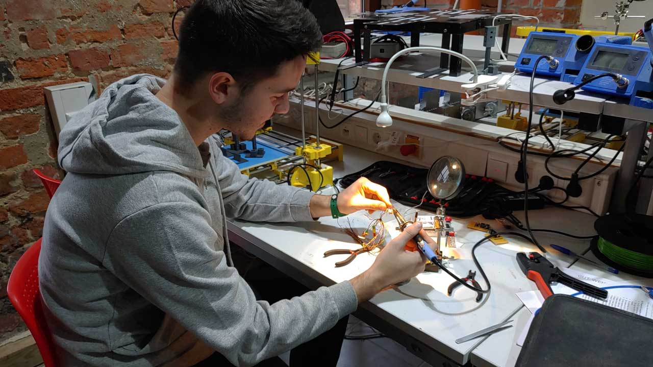Participant during soldering work